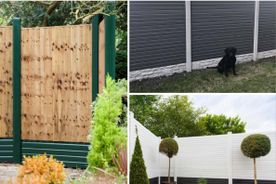 Three images of wodden fencing installed in varius gardens